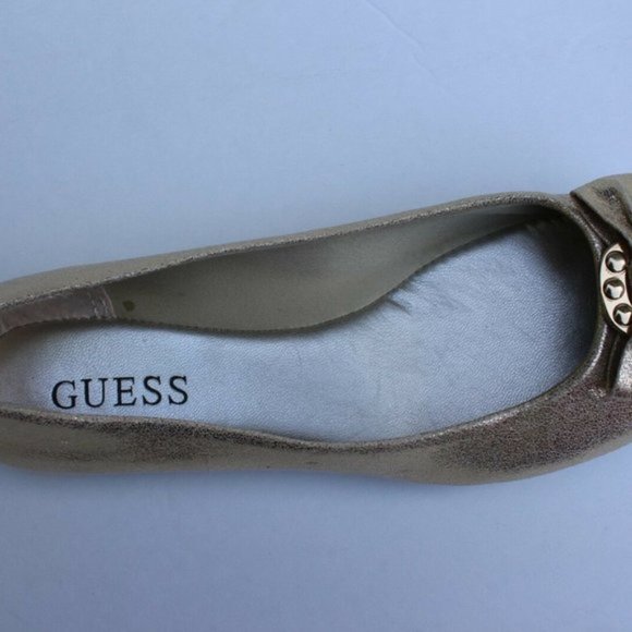GUESS Womens Girl Friend Ferne Gold Fabric Ballet Flats Shoes with Bow ALL SIZE - Picture 7 of 8
